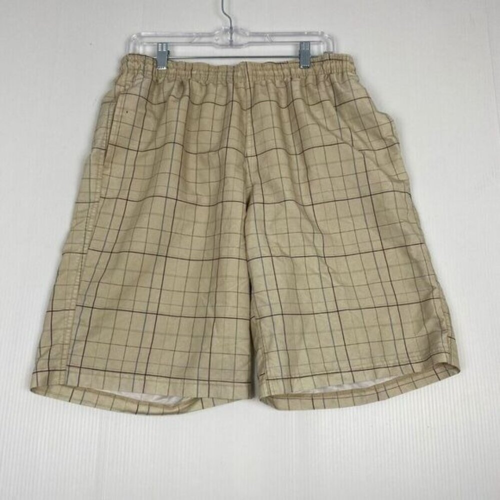 GRAYSON short pants size M Beige striped knee height  pockets
